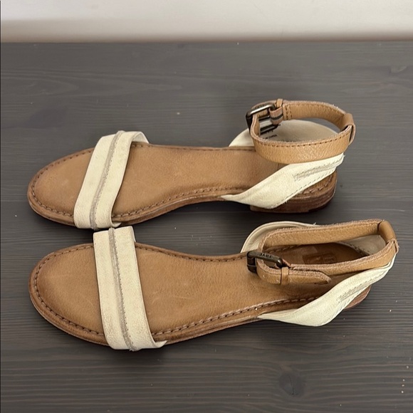 Frye Leather Sandal Two Tone Adjustable Ankle Strap Buckle Size 7.5 - Picture 1 of 10